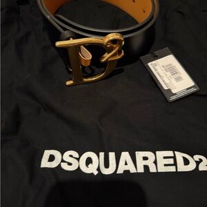 DSQUARED2 Black Belt with Gold Buckle